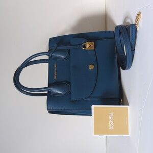 NEW Michael Kors Blue Leather Mercer Handbag
